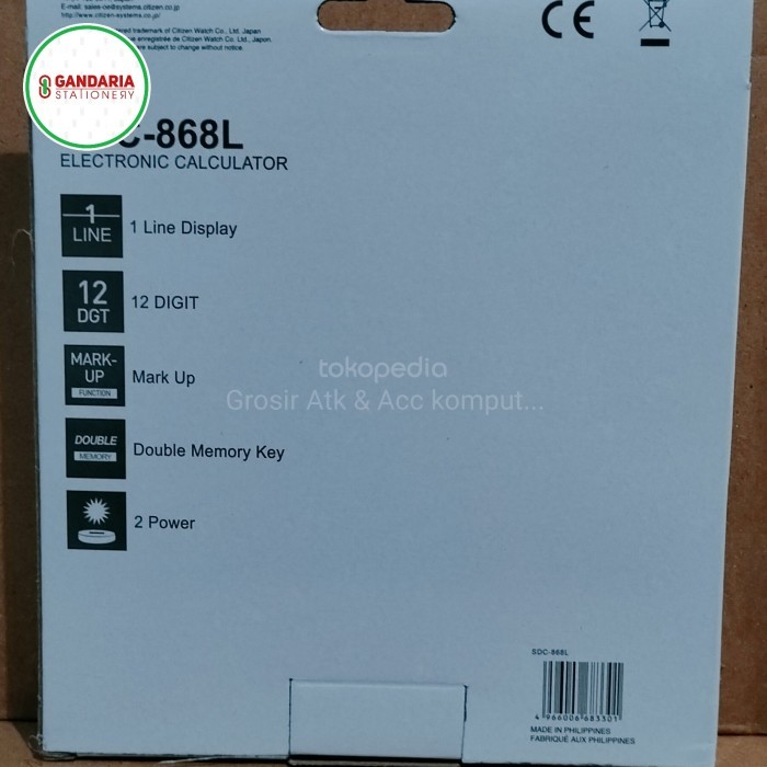 

mg ORINAL Citizen Calculator SDC-868L - Kalkulator Desktop Meja Kantor