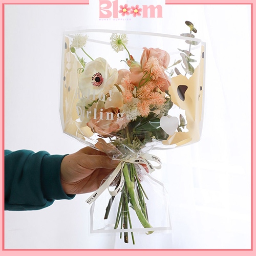 

30 Lembar Plastik Single Wrapping Motif Bear Flower Wrapping Plastic Single Flowers Cellophane SF07