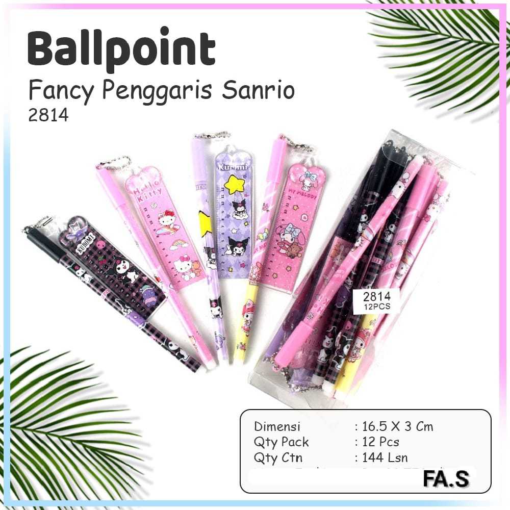 

[1 Lusin/ 12 Pcs] Pulpen Bolpen Gel Pen Gantung Penggaris Ruler SNR Kuromoi Melodi Kitty 2814