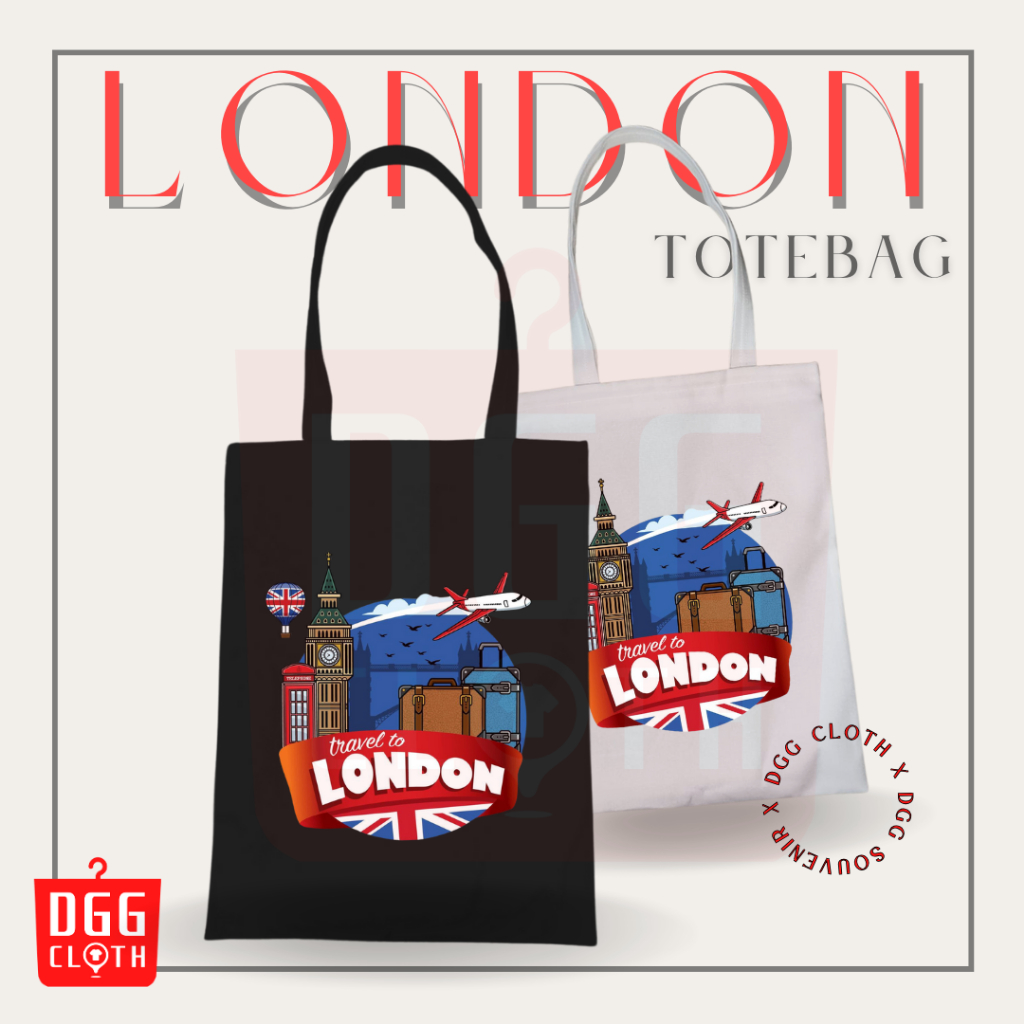 DGGCloth Totebag Resleting London Souvenir Tas Oleh Oleh London Bahan Kanvas 4