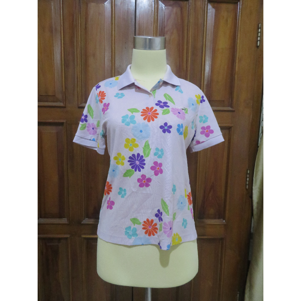 Branded Polo Ungu Motif Bunga
