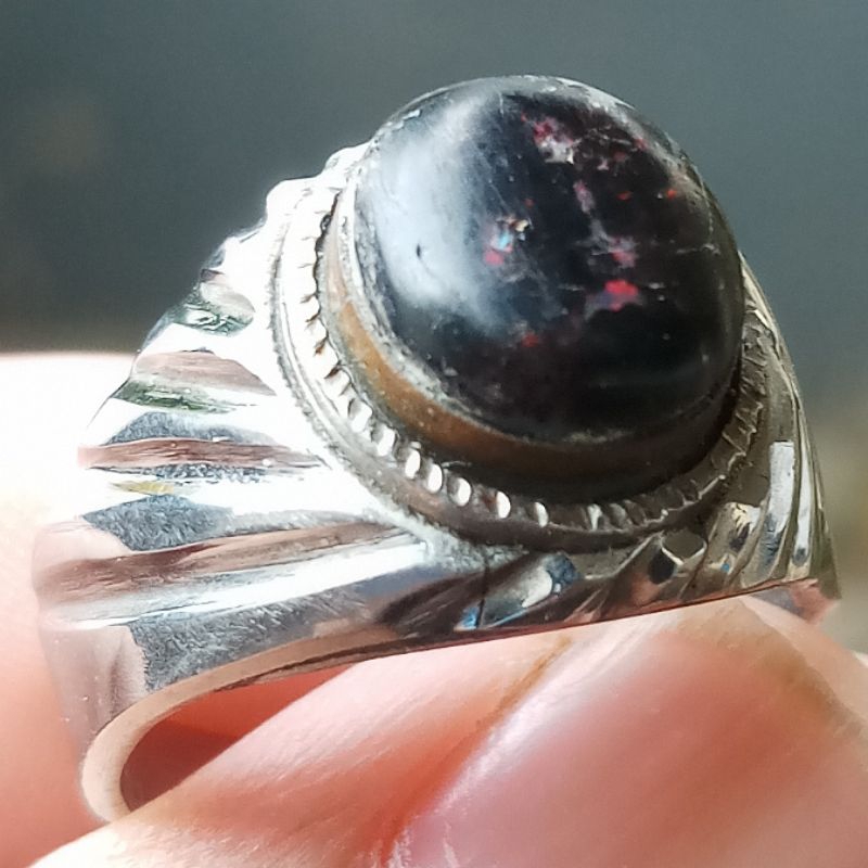 Batu Akik Black Opal Banten Sempur jarong Kembang Asli Natural Alam