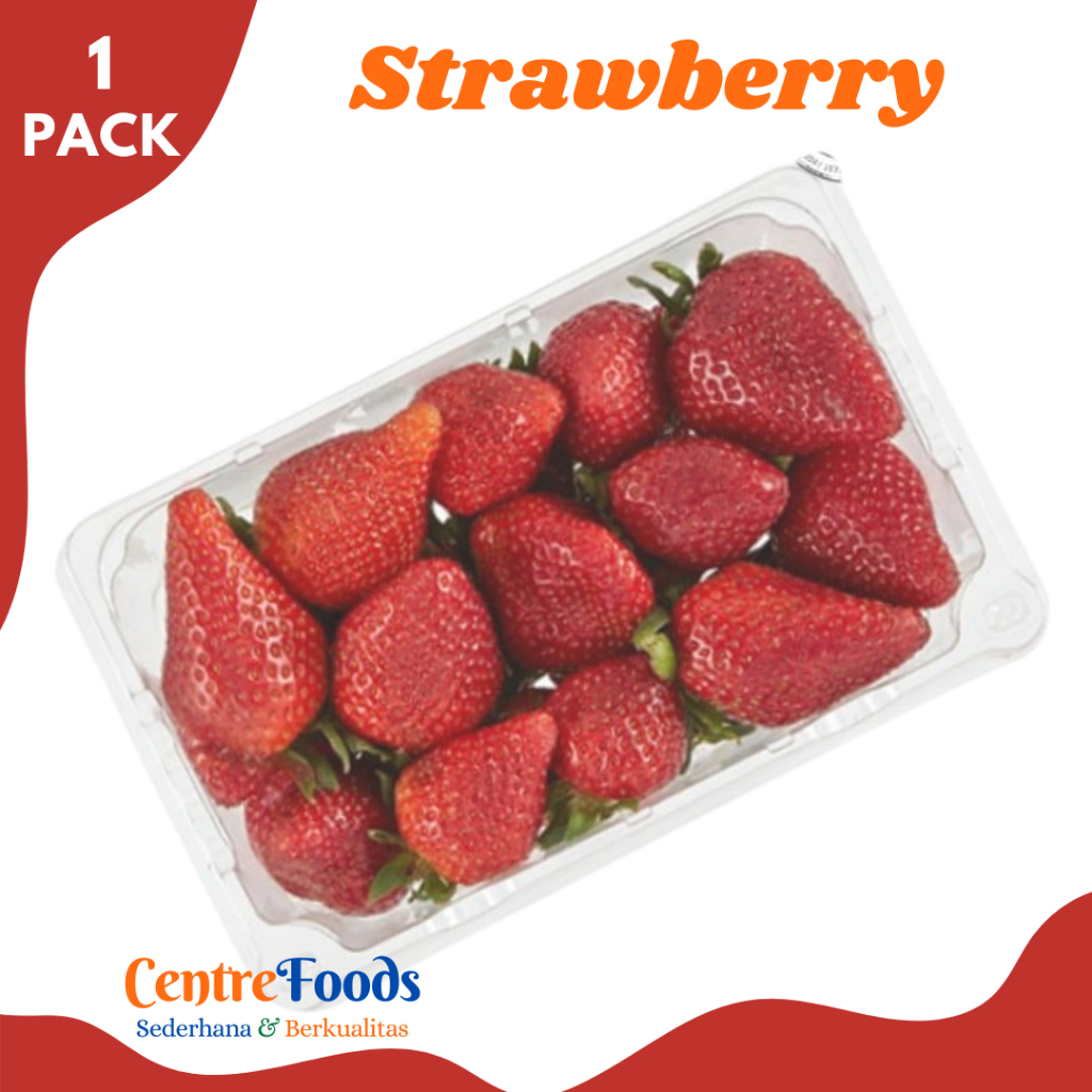 

STRAWBERRY Segar - Buah Strawberry Stroberi Fresh | 1 PACK - Size 120-150gr [ Harga Per PACK ]