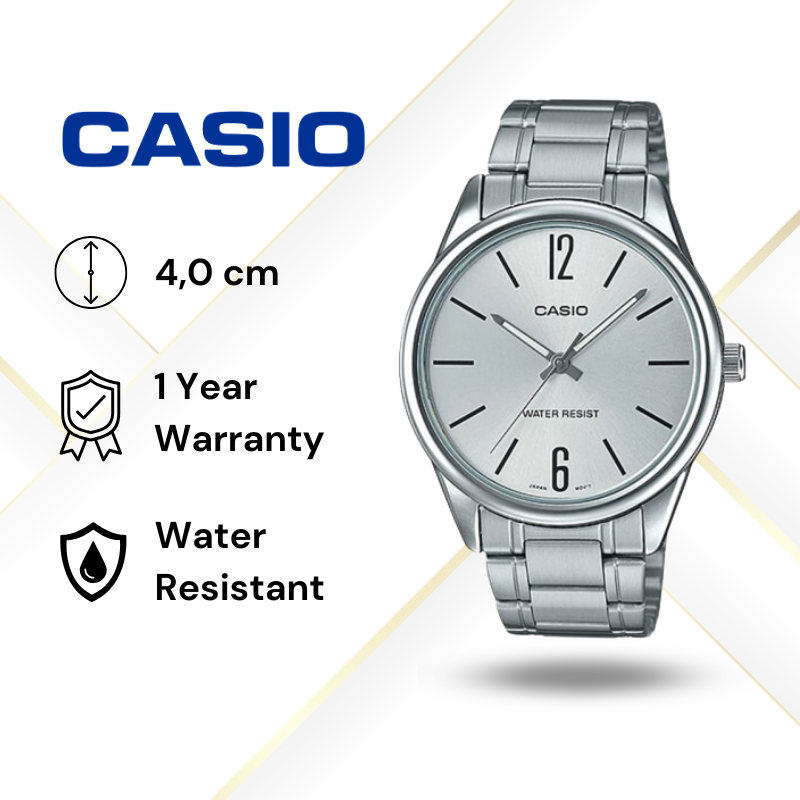 JAM TANGAN PRIA CASIO MTP-V005D-7B ORIGINAL - MTPV005D SILVER CASIO ORIGINAL