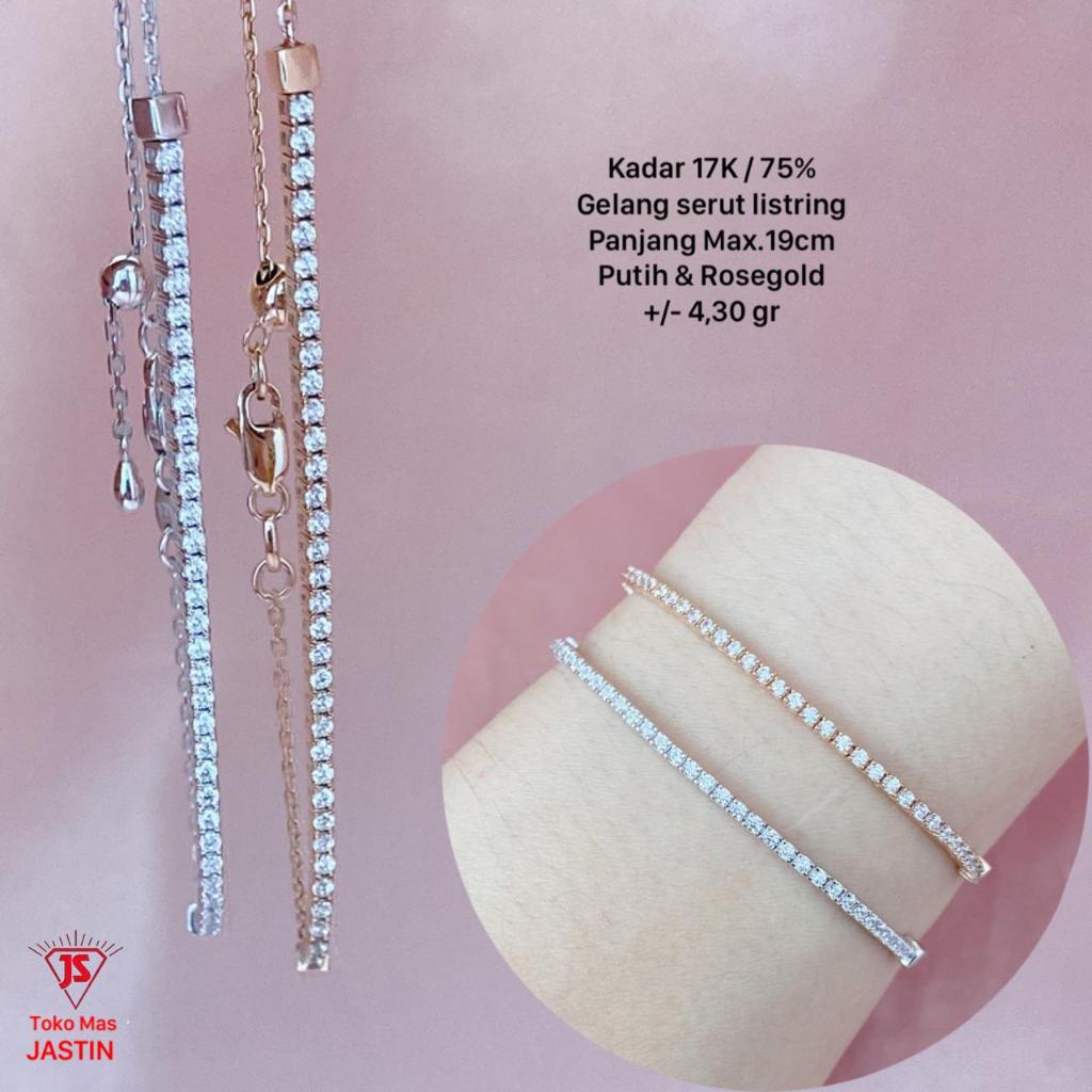 gelang serut new diamondlook emas kadar 17k/750