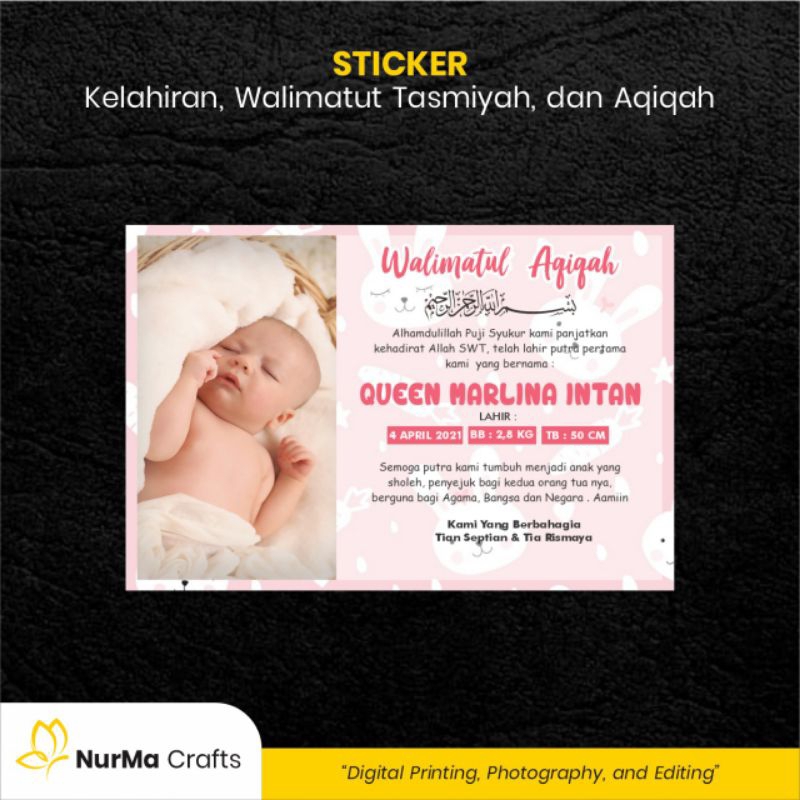 

Stiker Bayi (Walimatut Tasmiyah dan Aqiqah) - Kertas Sticker Bontak / Kertas Art Cartoon
