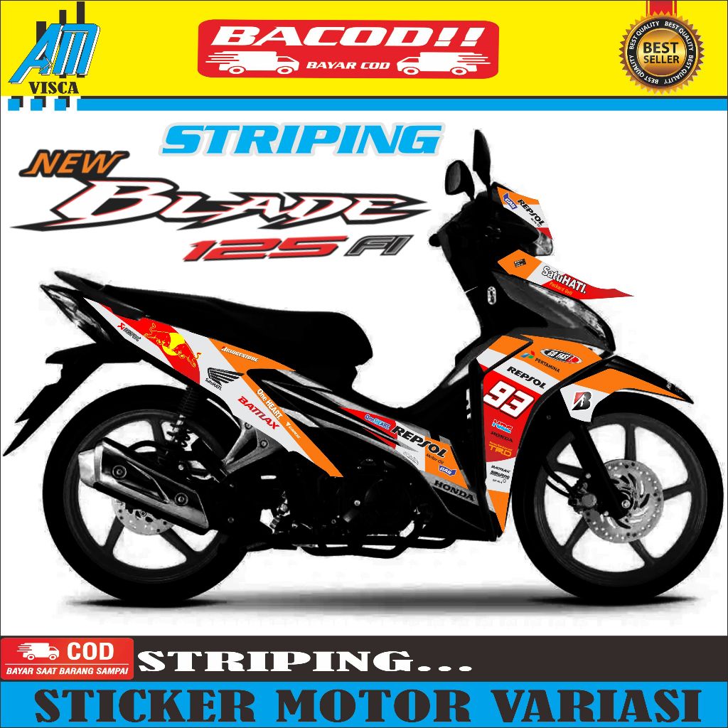 Striping Honda Blade Gak Full Body Stiker Variasi Motif Repsol