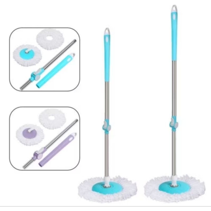 Alat Tongkat Pel Spin Mop /Pem Tongkat Puter Spin Mop /Alat Pel Lantai Gagang Pel +Kain /Alat Pel To