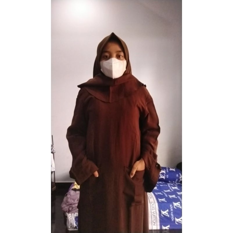 gamis coklat wanita muslim remaja bekas pakai kondisi bagus