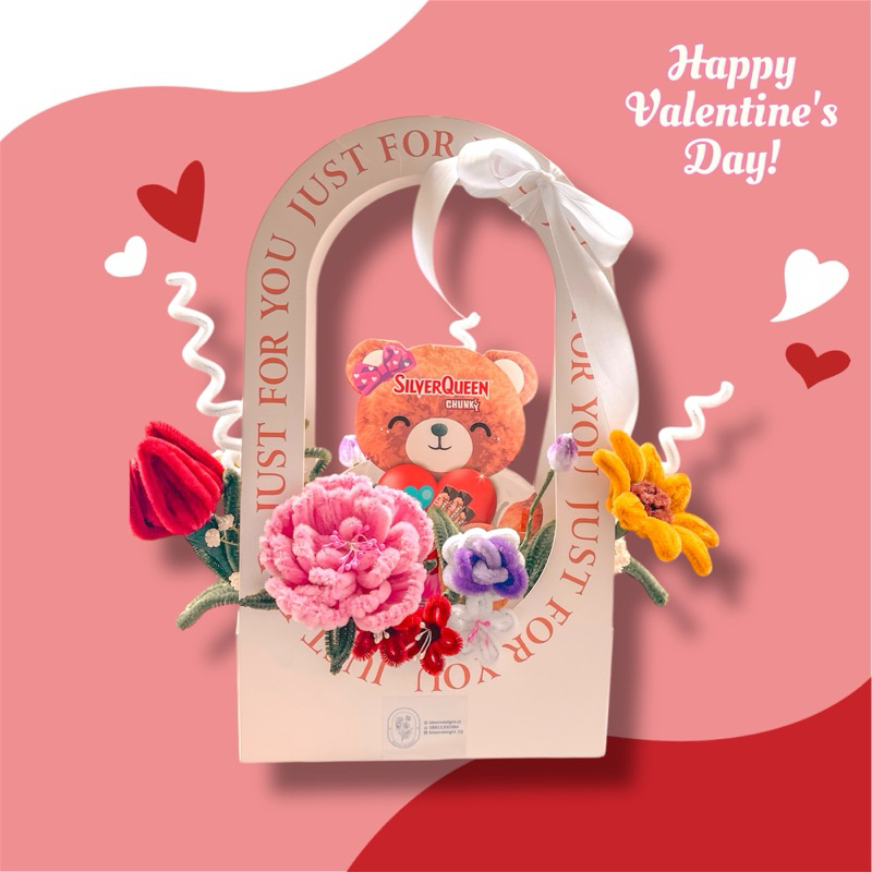 

[Valentine Series]Silverqueen Tas Bunga | Bunga Kawat Bulu | Hadiah Valentine
