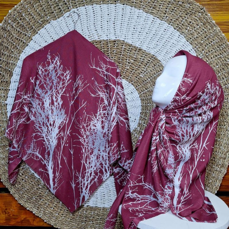 HIJAB SEGI EMPAT VOAL PREMIUM TRMURAH MOTIF AKAR TRBARU/KERUDUNG MEWAH BAGUS/JILBAB KEKINIAN