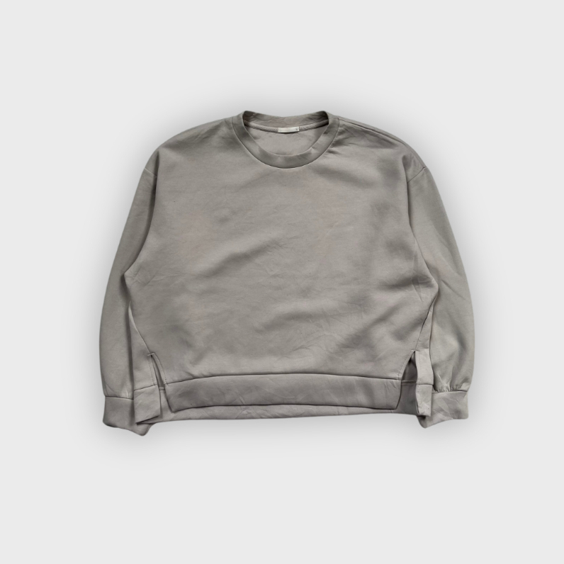 [L Woman] GU Oversized Cream Sweaters I Vintage Vtg Retro Kemeja Garis-garis Salur Outer Woll Vetera