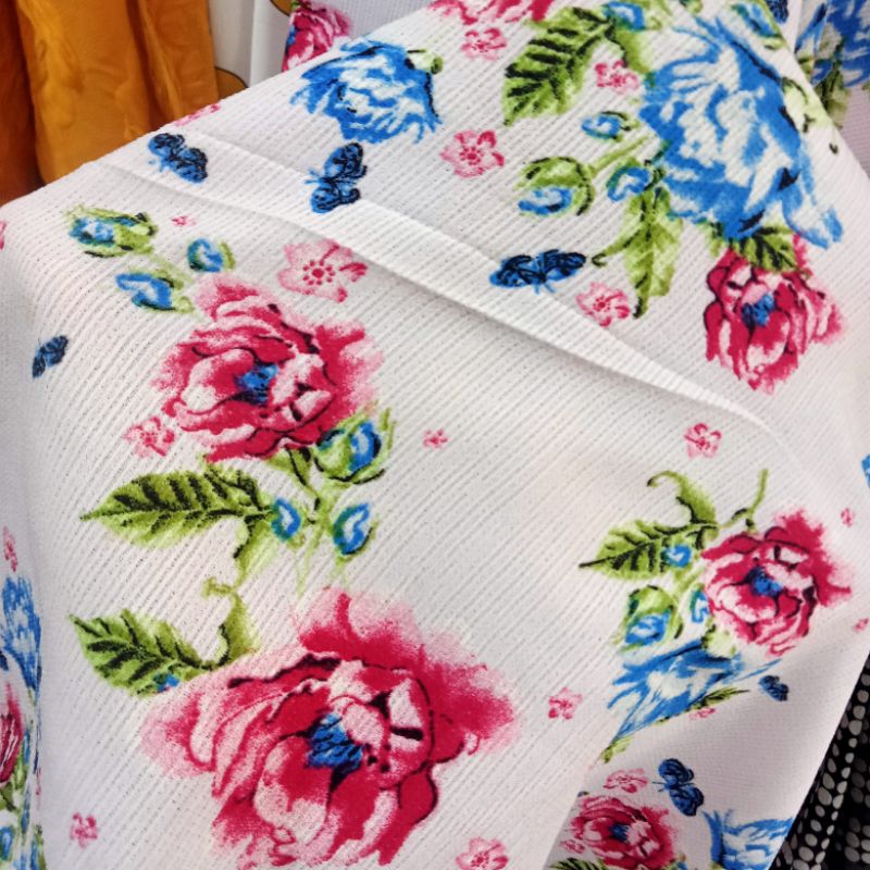 Kain Crinkle Poly Korea - Kain Crinkle Motif Bunga Import - Kain Crinkle Luxury Pj