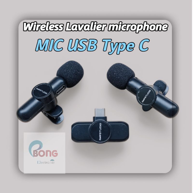Mic Wireless Jepit ( Lavalier) /Mic USB Type C Untuk Handphone Type C