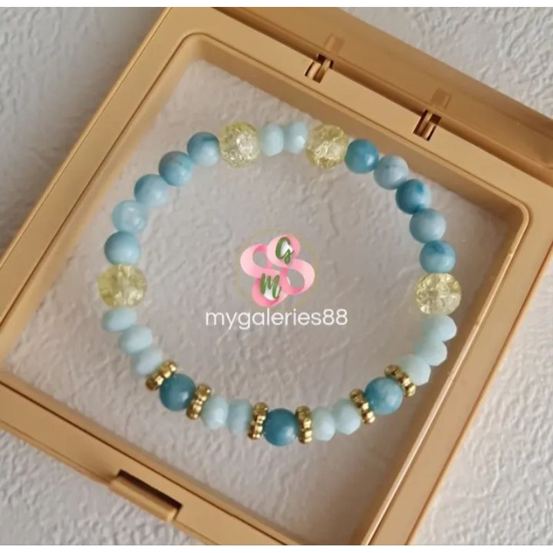 Gelang Giok Wanita Natural Stone ( Aquamarine )