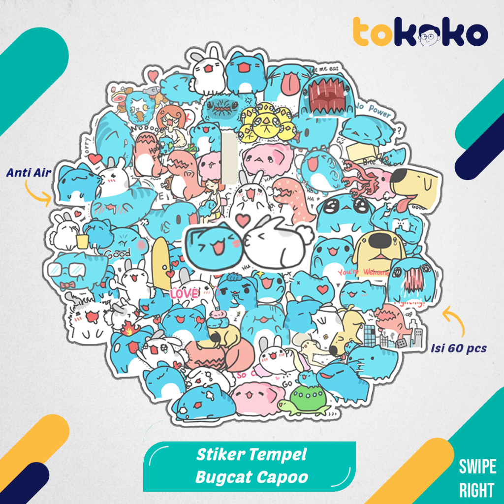 

Stiker Cutting Bugcat Capoo Anime Kartun Film Paper Vinyl Dekorasi Laptop Koper Tumbler Kulkas DIY