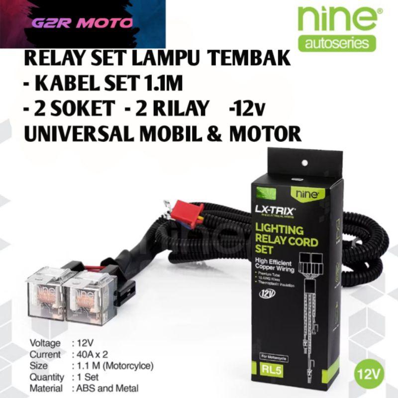 RELAY SET LAMPU TEMBAK RELAY LAMPU BILED MOTOR & MOBIL UNIVERSAL 12V ORIGINAL LUMINOS RL5 KABEL 1.1M
