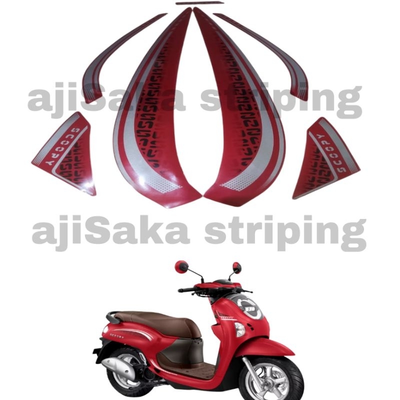 striping stiker honda scoopy staylish 2025 merah Reed doff