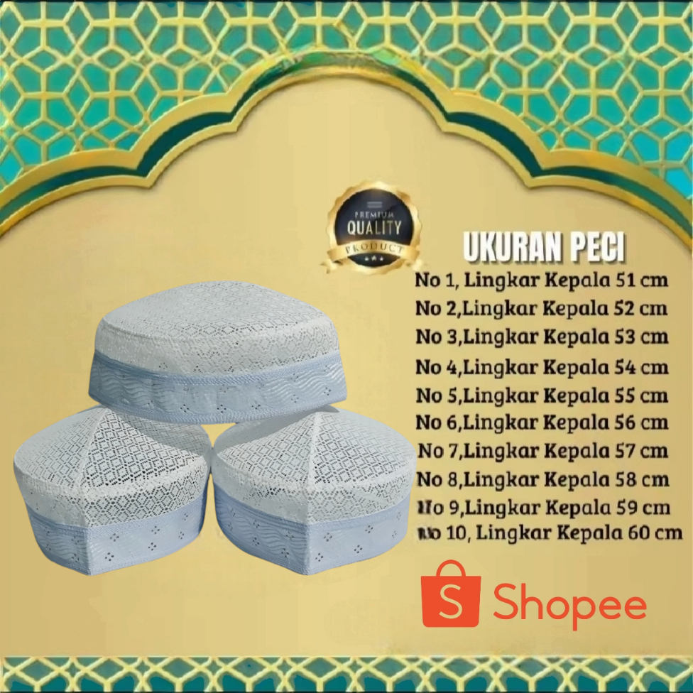 MF peci Madinah jaring Thailand premium / kopiah haji jala putih full ac