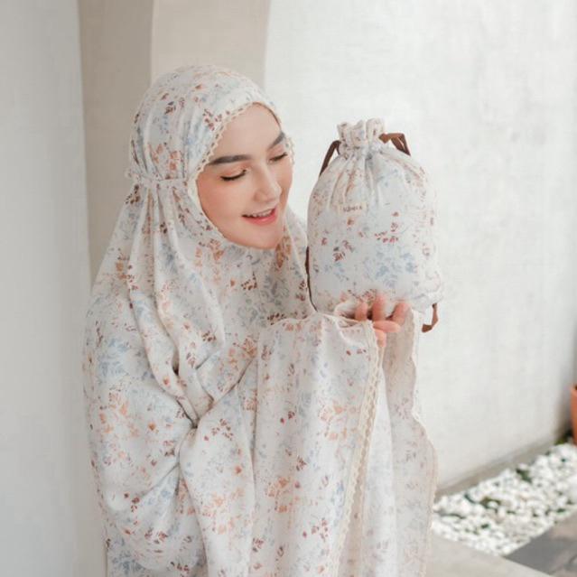 KIMYA ID Mukena Syafa Irish 2 in 1 Bahan Rayon Premium Motif Bunga Mukena Traveling by Mukena Kimya