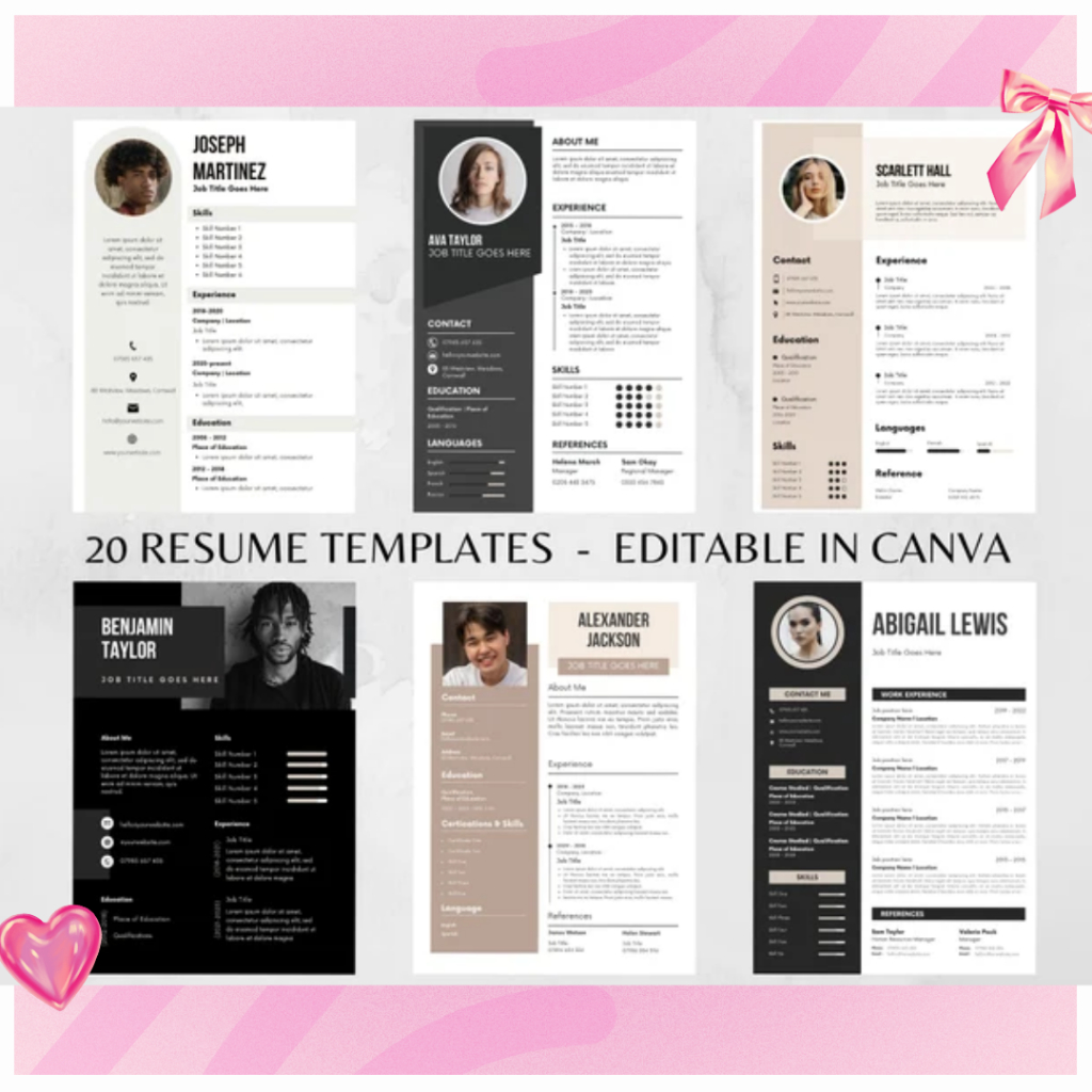 017. CV Template Canva 15pcs+ Design - Template Resume, Template CV, Canva Editable CV Resume, Produ