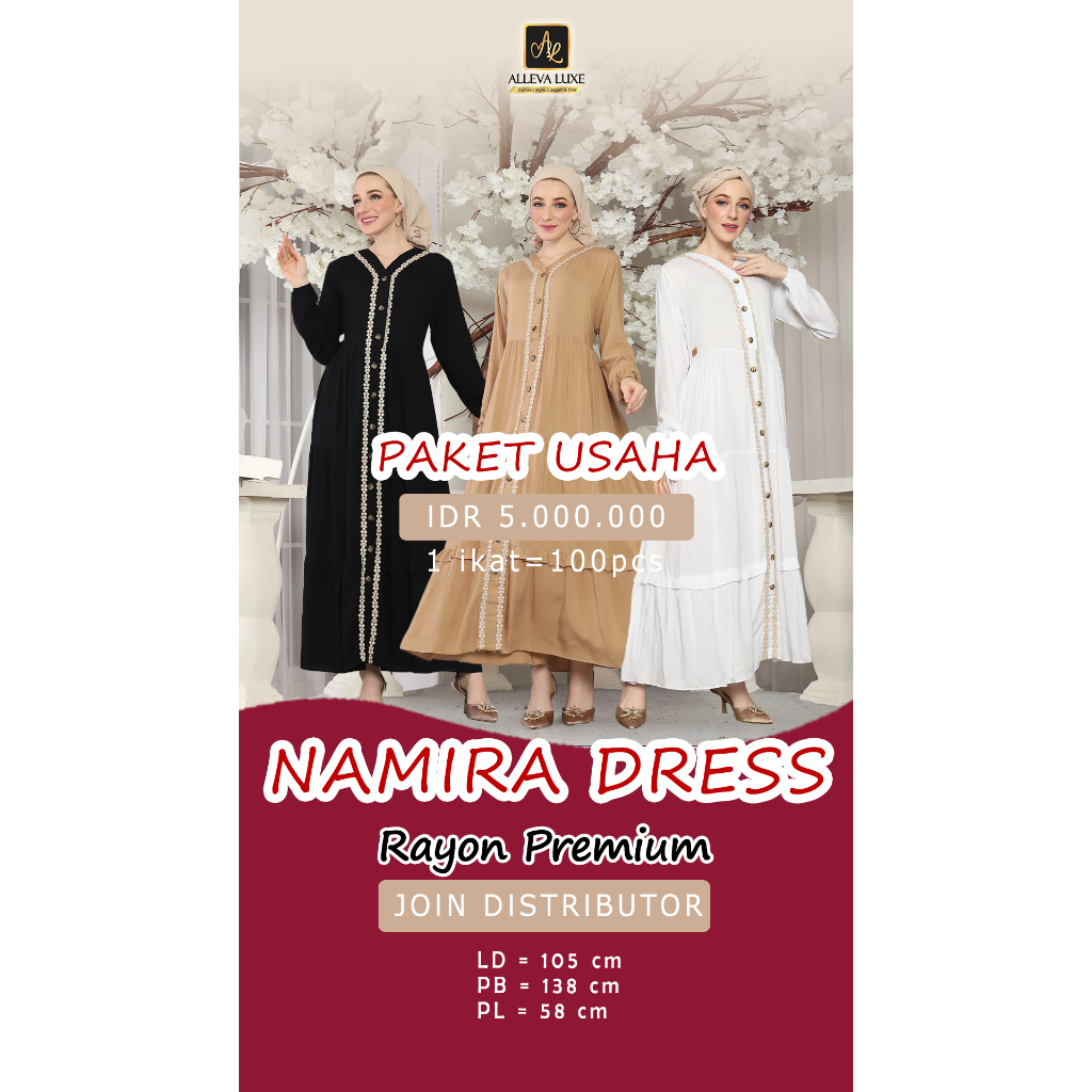 Gamis lebaran 2025 Gamis remaja simple elegan rayon premium Namira dress