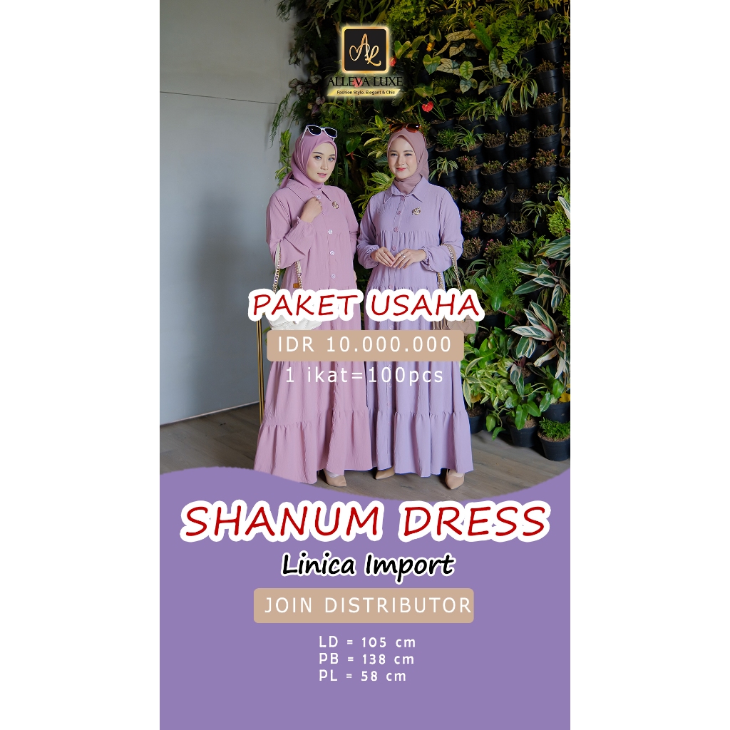 Gamis lebaran 2025 Gamis remaja simple elegan Linica Import Shanum Dress