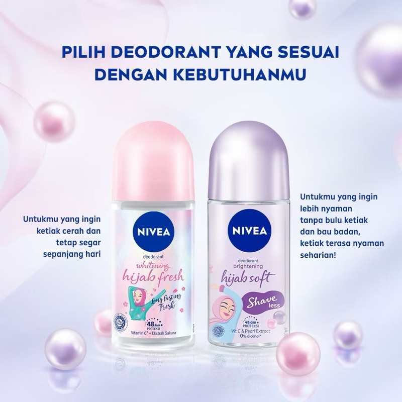 NIVEA WHITENING DEODORANT / NIVEA HIJAB FRESH / NIVEA HIJAB SOFT / 50 ML