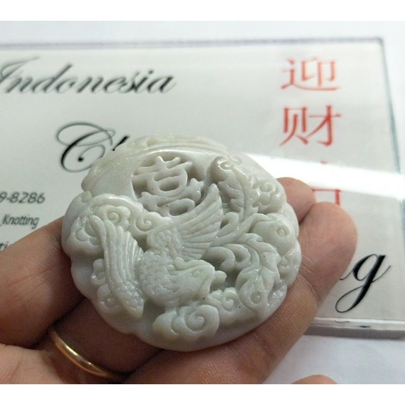 Liontin Giok Phoenix Natural Asli