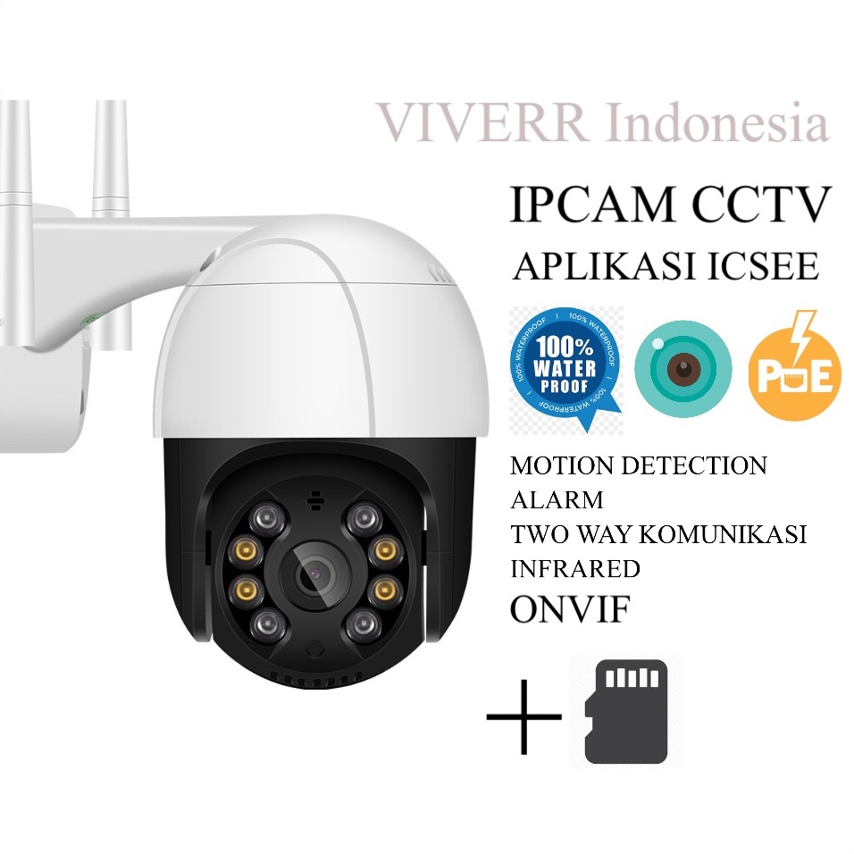 CCTV+MMC 32GB ICSEE Ipcam cctv kamera keamanan Rumah outdoor/Indoor kamera cctv ipcam rumah cctv.