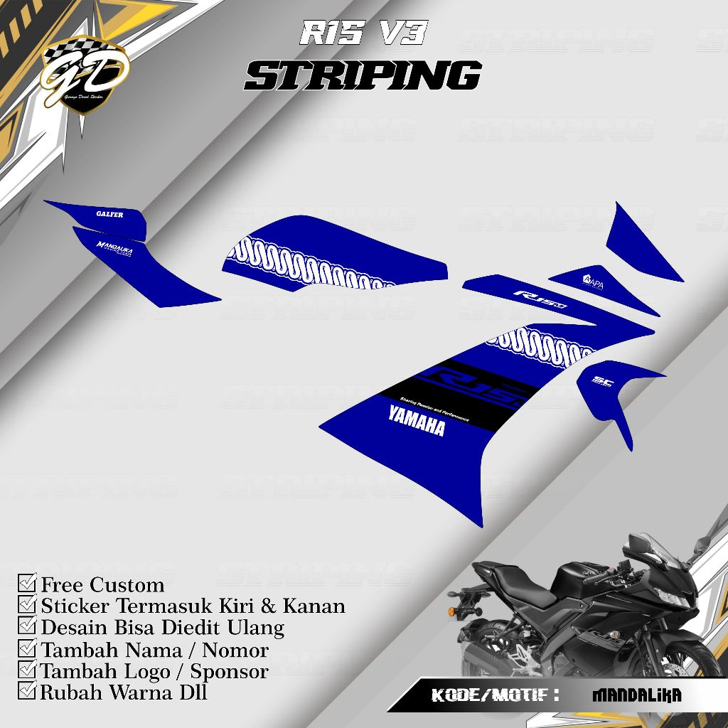 Striping R15 V3 Stiker Striping R15 V3 Striping Variasi R15 V3 Mandalika