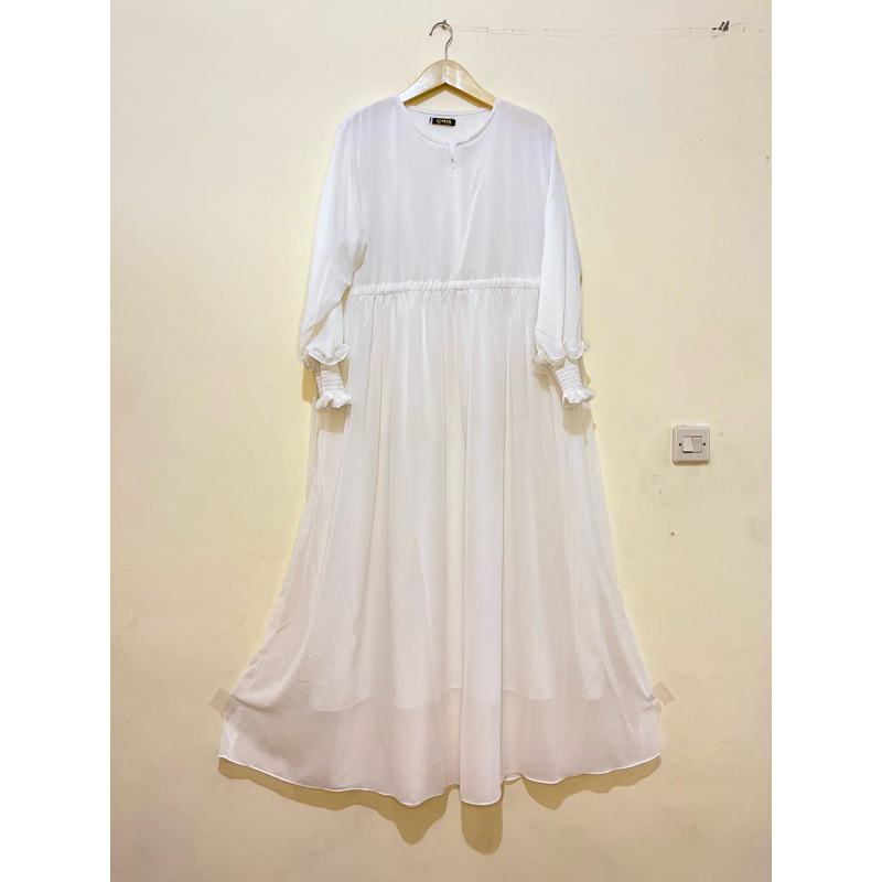 Preloved Gamis Putih/Gamis Jumbo/Baju Muslimah/Gamis Polos