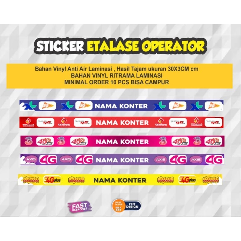 

Stiker Etalase konter operator Min. order 10 pcs