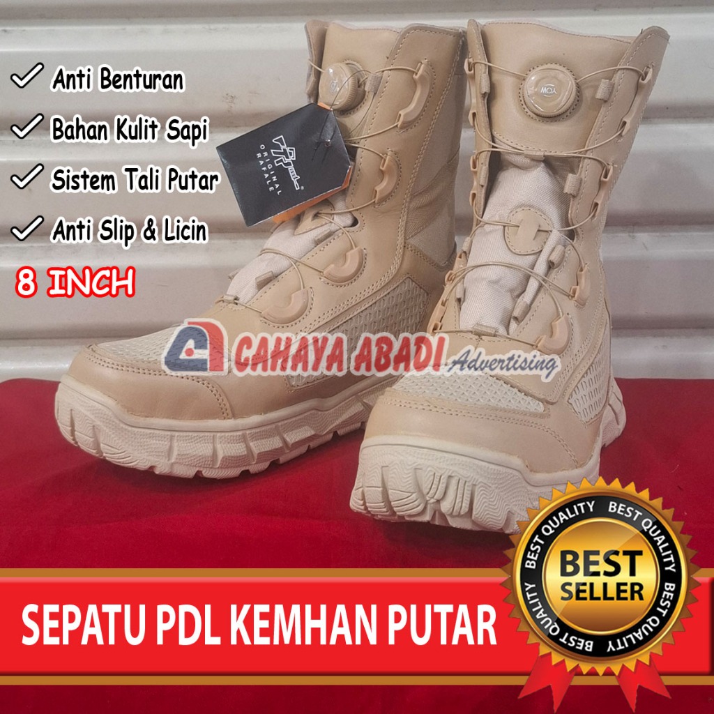 Sepatu PDL KEMHAN PNS POL PP Tali Putar Cream 8 Inch
