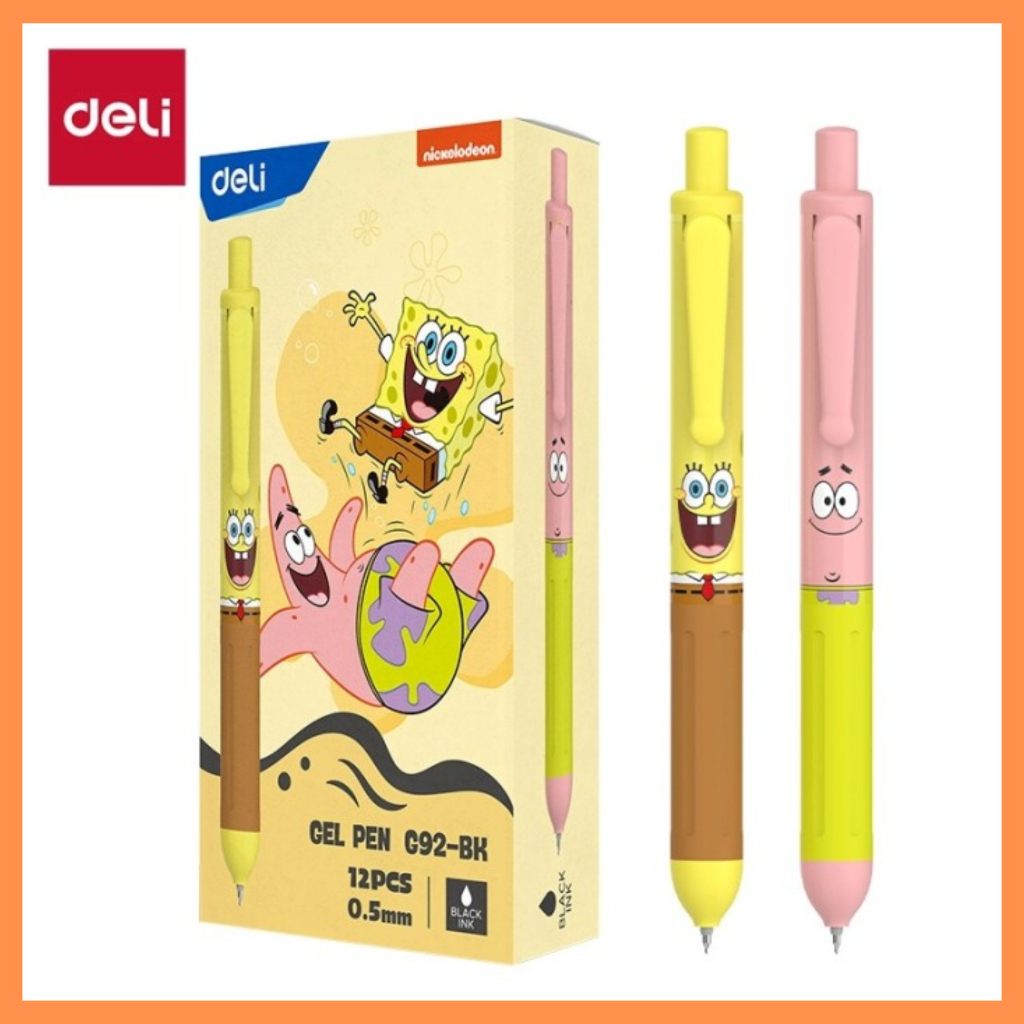 

DELI Pena tinta gel 0.5mm hitam seri spongeboab G92-BK ( pcs )