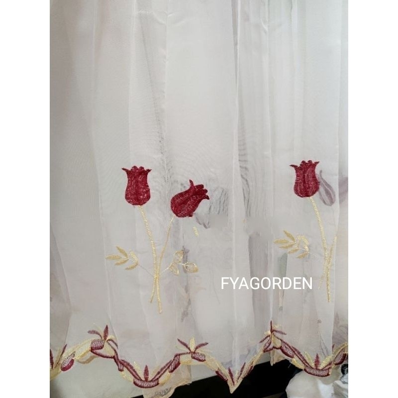 ✅ FYAGORDEN ✅vitrase bordir mewah//vitrase gorden//vitrase bordir bunga tulip//ukuran khusus tinggi 