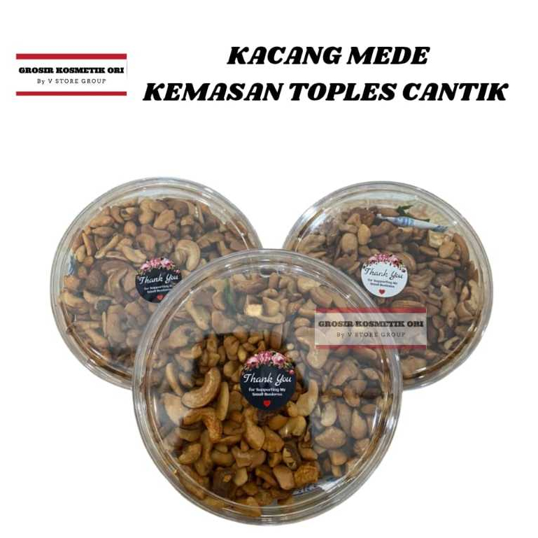 

KACANG MEDE MATANG MURAH KEMASAN TOPLES/KACANG METE/KACANG MENTE RASA GURIH RENYAH KEMASAN TOPLES CANTIK