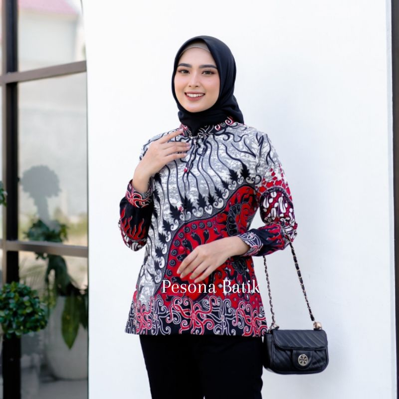 BATIK WANITA WARNA KOMBINASI ATASAN BLOUSE BLOUSE BATIK TUNIC BATIK WANITA MODERN BATIK TUNIK WANITA