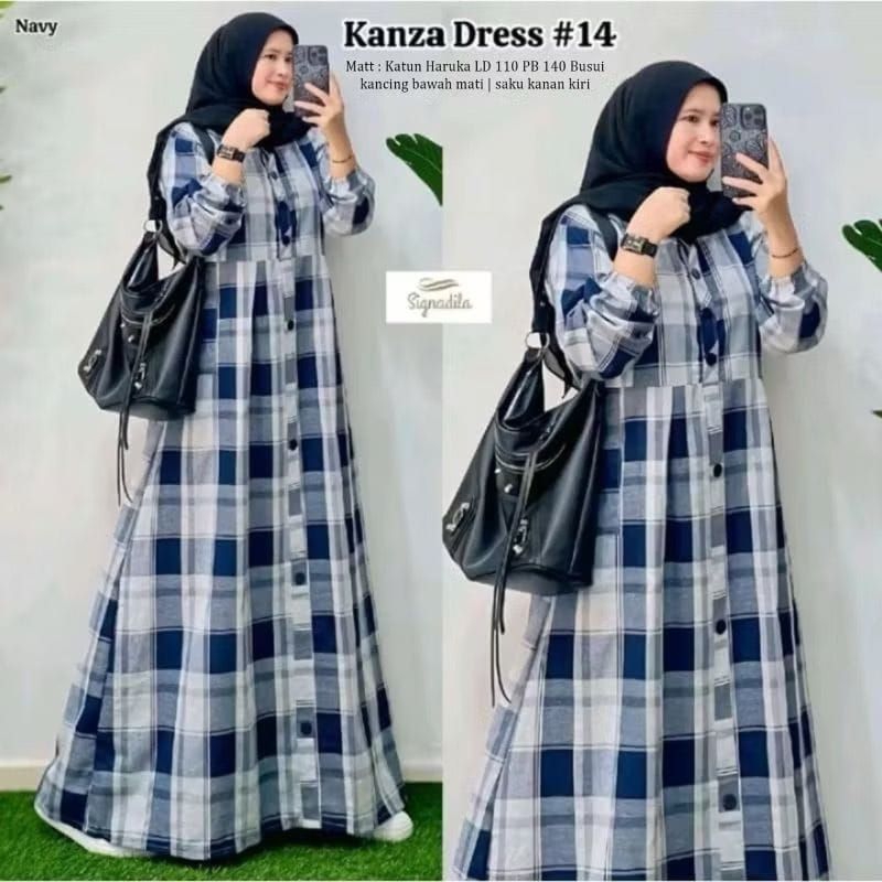 ready siap kirim kanza#14  gamis terbaru gamis katun kotak  gamis katun Haruka