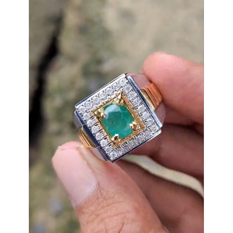 Cincin Berlian Zamrud Asli Original Ring Silver Hanmade