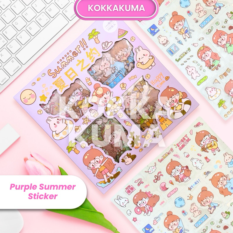 

( KKM ) KOMI GIRL Sticker Box NONO / MOMO 2D Dekorasi Anak perempuan Journal Aesthetic / Jurnal Binder Stiker Box 1 Set isi 100 Lembar Waterproof Anti Air