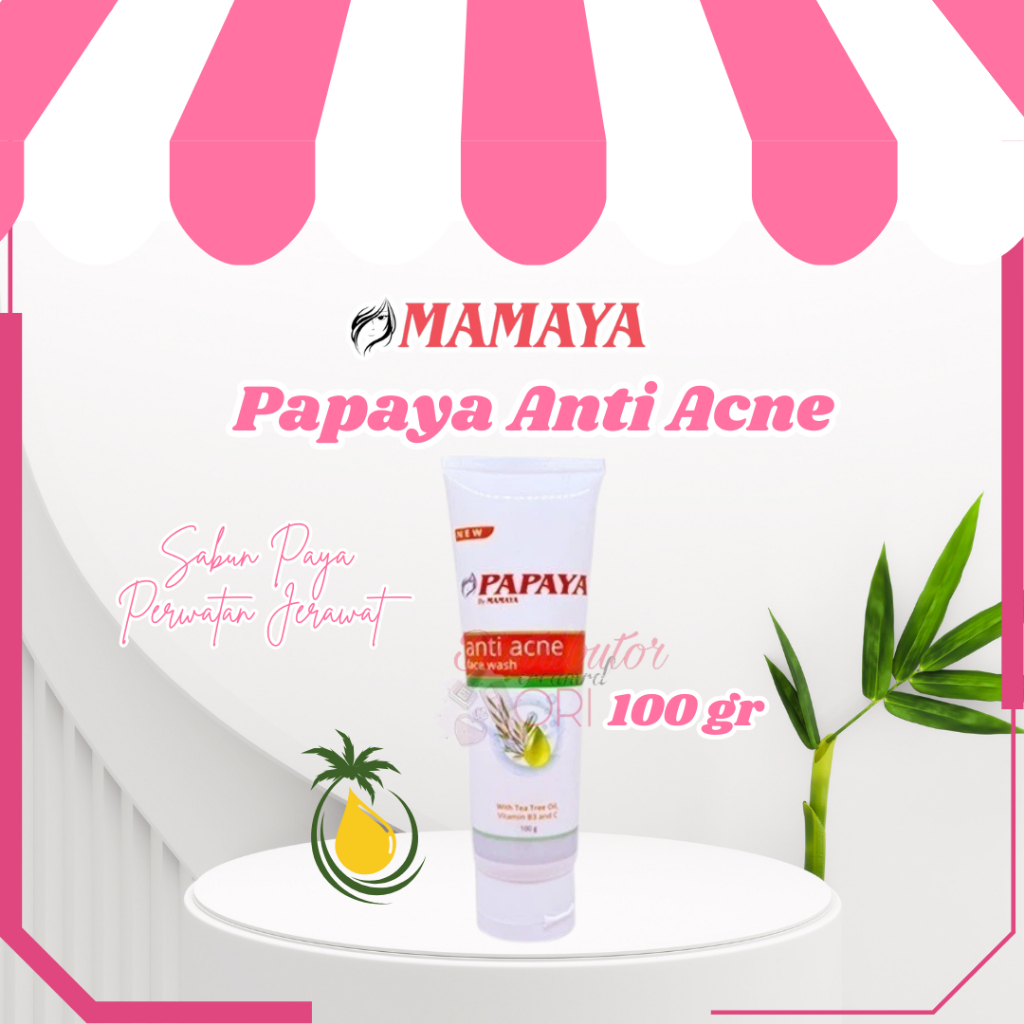Mamaya Papaya Anti Acne Face Wash Pepaya Sabun Paya Perwatan Jerawat BPOM Halal 100gr