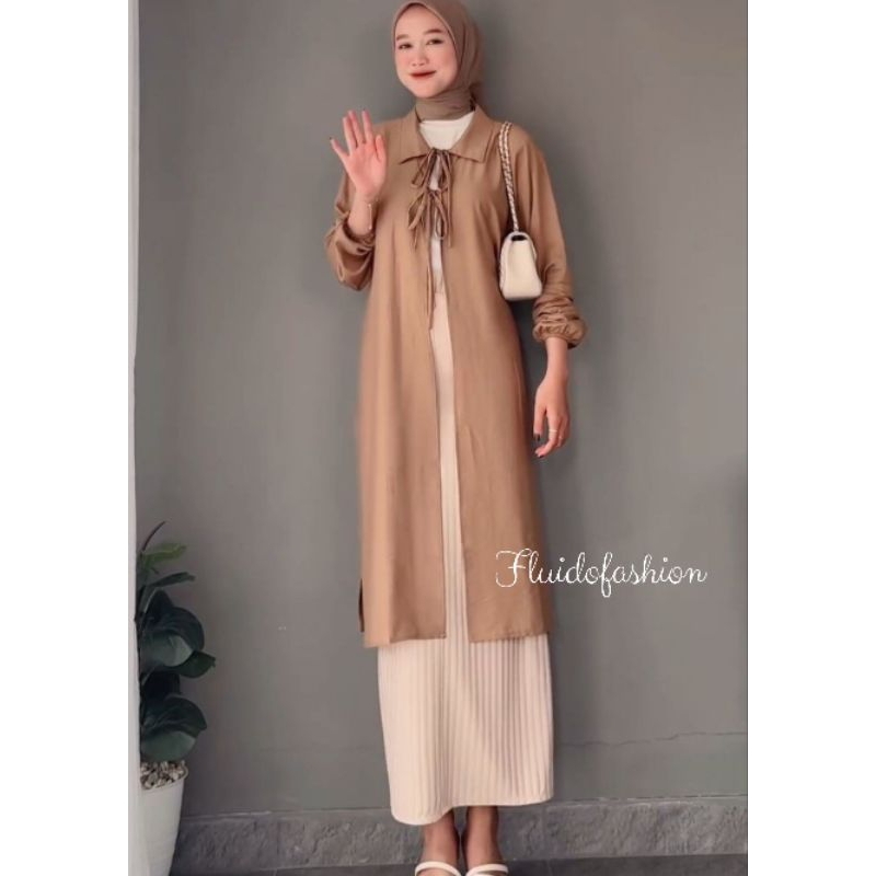 Jimy Outer/tunik polos linen tali depan/tunik terbaru