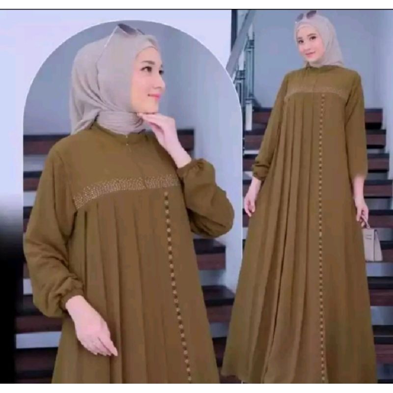 Gamis Lebaran ukuran Jumbo terbaru bahan Crinkle airflow premium Baju gamis muslimah modern terviral