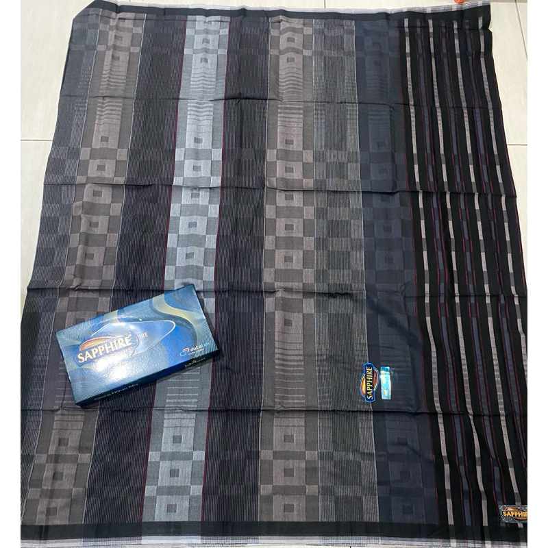 Sarung Sapphire jaring dan hitam tumpal| Sarung jaring| sarung tenun | sarung adem