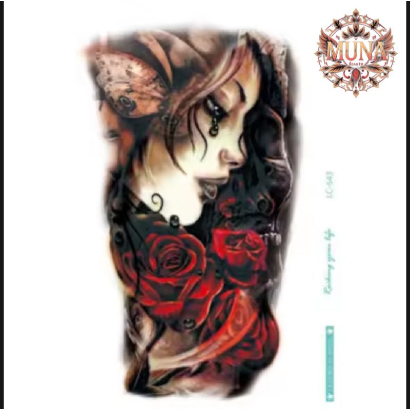 Muna Beauty - Premium Tattoo Tatto Tato Temporary Temporer Seri Wanita Cantik Menangis Sedih LC 543 