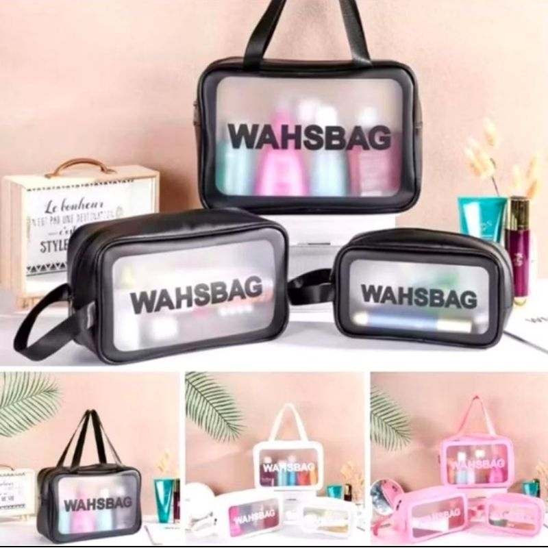 Tas Kosmetik Transparan Waterproof / Pouch Kosmetik Wanita Transparan Washbag Terbaru