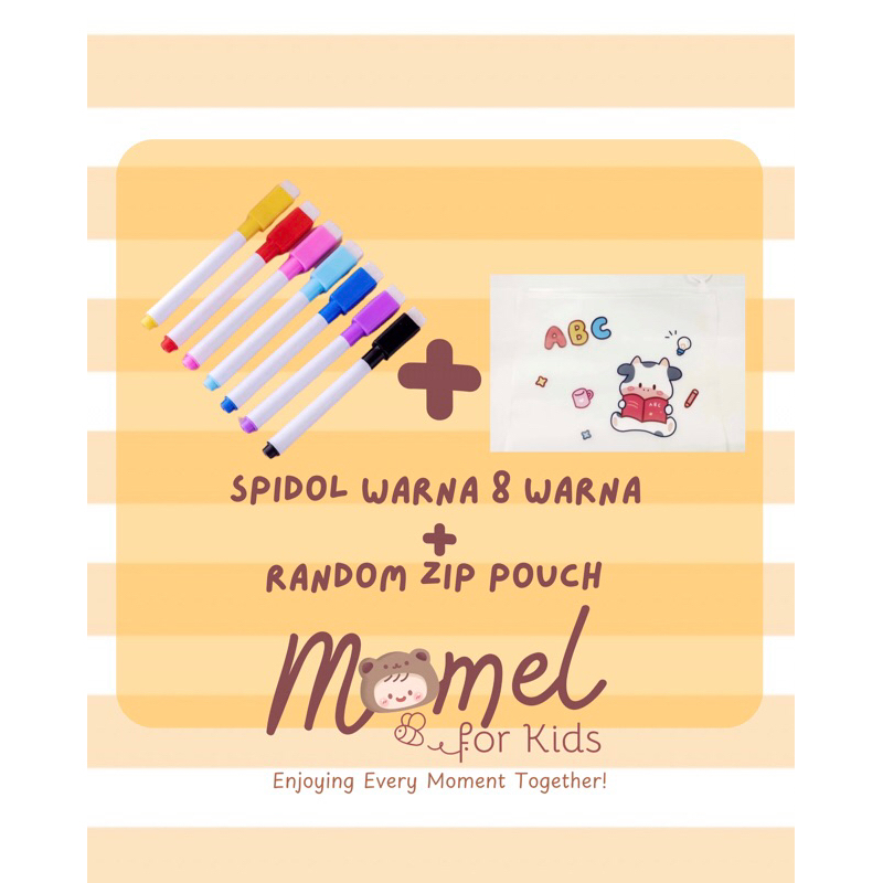 

Spidol 8 warna & random zip pouch MomEl