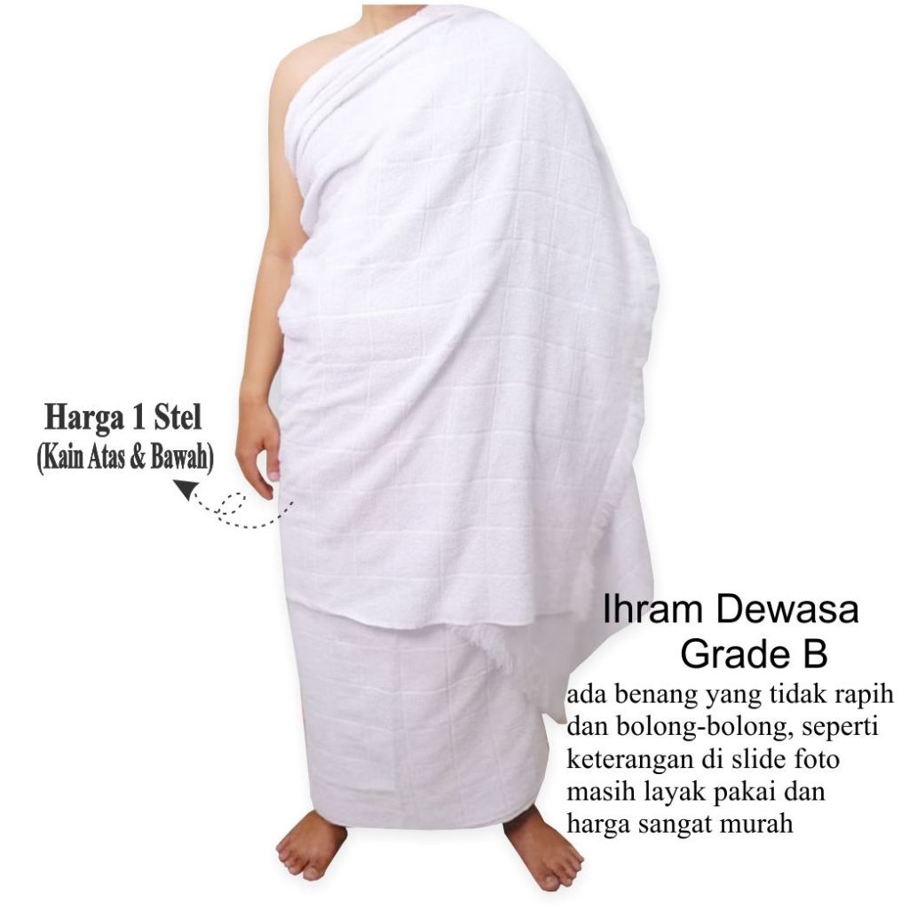 Baju Ihram Pria Grade B Motif Polos Kotak Baju IIhrom Dewasa Kain Ihram Pria Dewasa Tebal Dan Halus