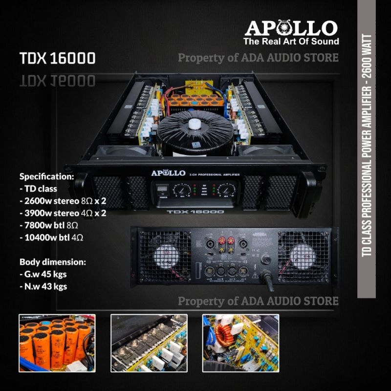 Power Amplifier / Apollo TDX16000 / Kelas TD / 2 Channel / APL TDX 16000 2CH 2 Chanel - 2600W